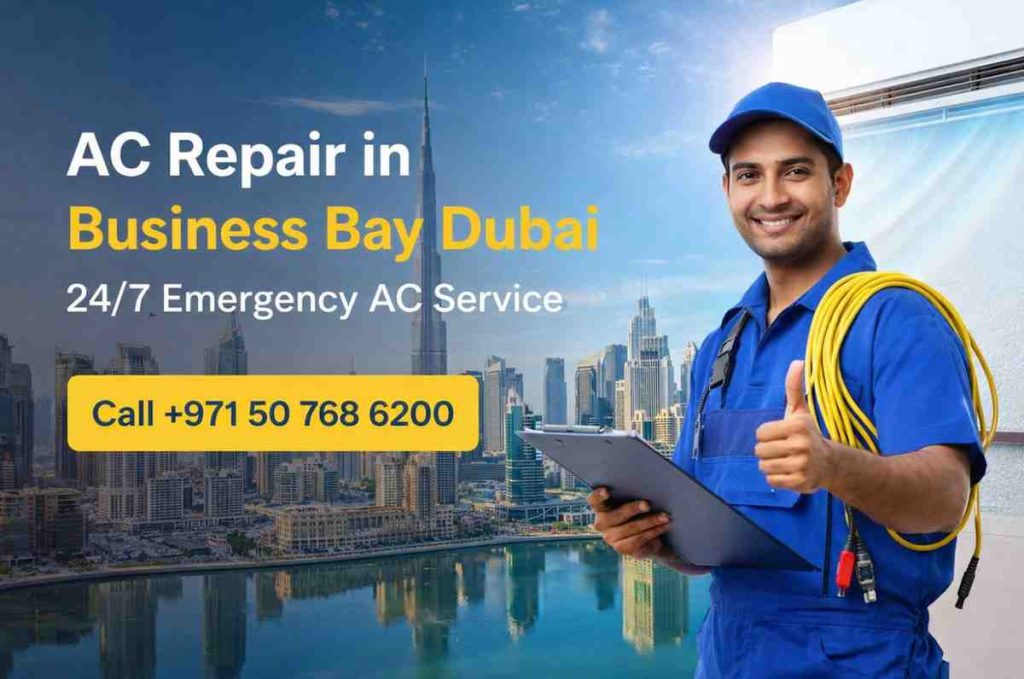 Professional AC repair technicians in Business Bay Dubai providing 24/7 air conditioning service