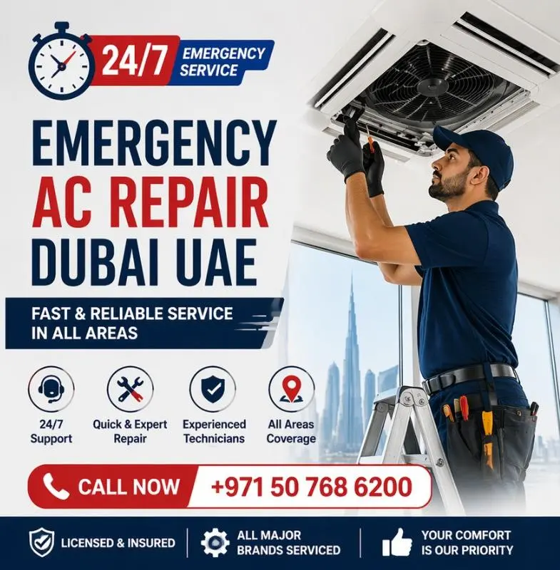Emergency AC Repair Dubai UAE fast 24/7 service technician fixing air conditioner