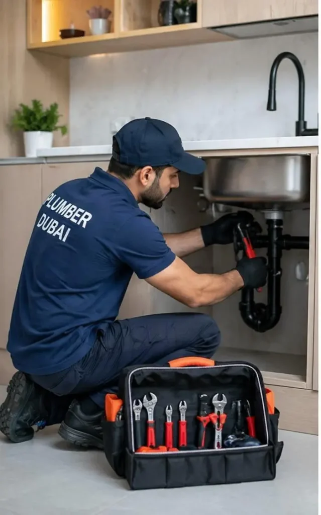 emergency plumber dubai repairing water heater and pipe connections